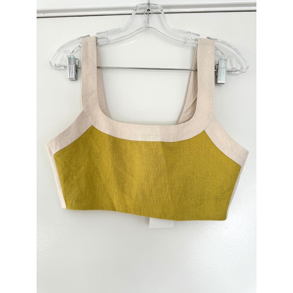 NWT 7 FOR ALL MANKIND Green Crop Linen Tank